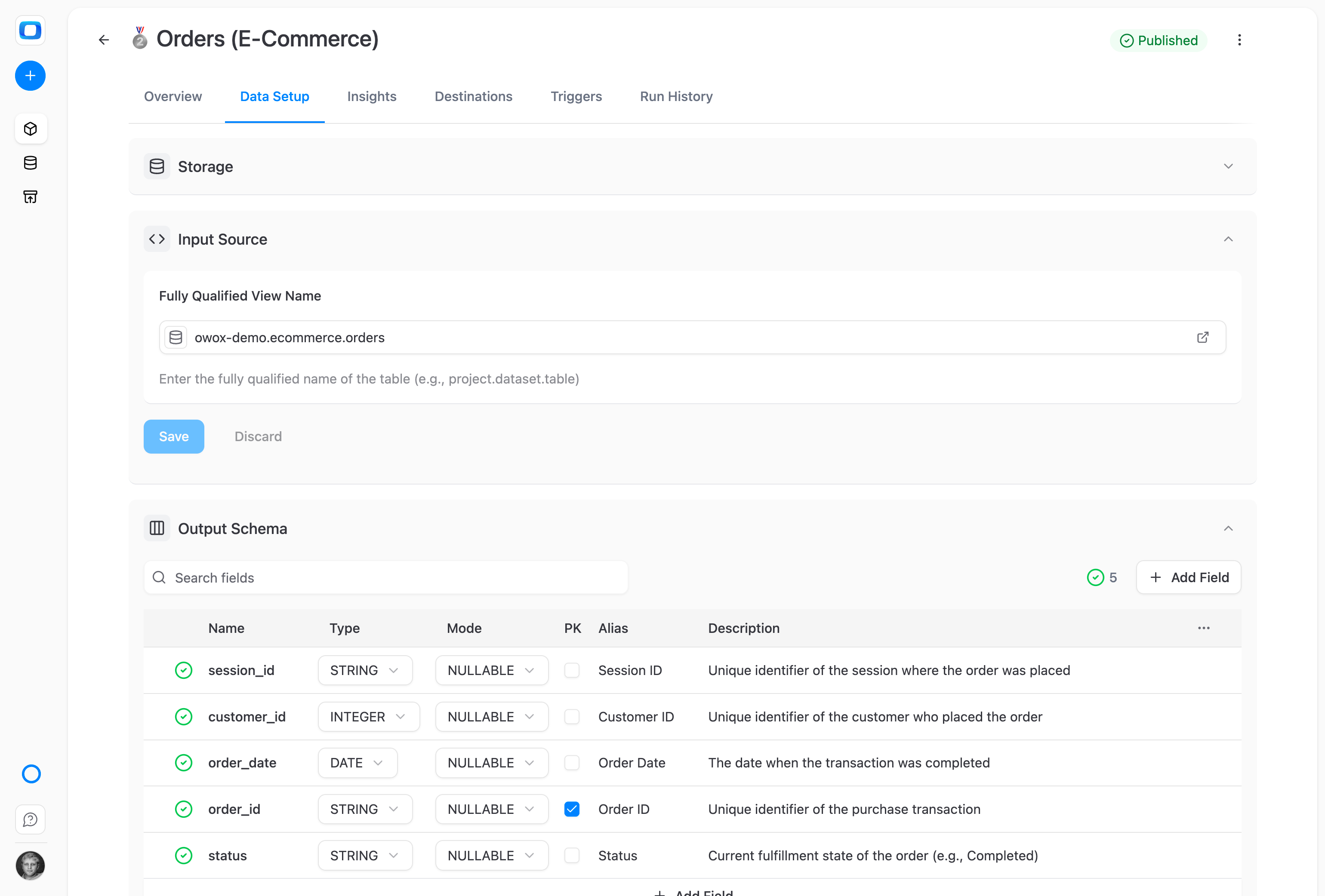 Pick a governed Data Mart from the OWOX UI, choose the destination Sheet, and OWOX writes the data on a schedule. No CSV exports, no copy-paste, no manual refresh.