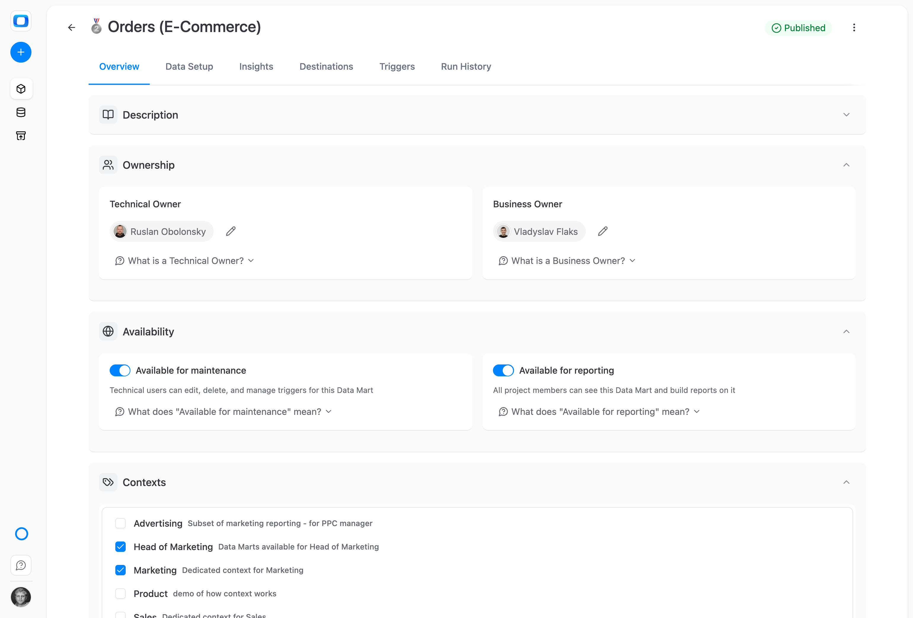 Data Studio only sees Data Marts your team has marked as available — the same governance rule as Sheets. One toggle, one perimeter, every tool.