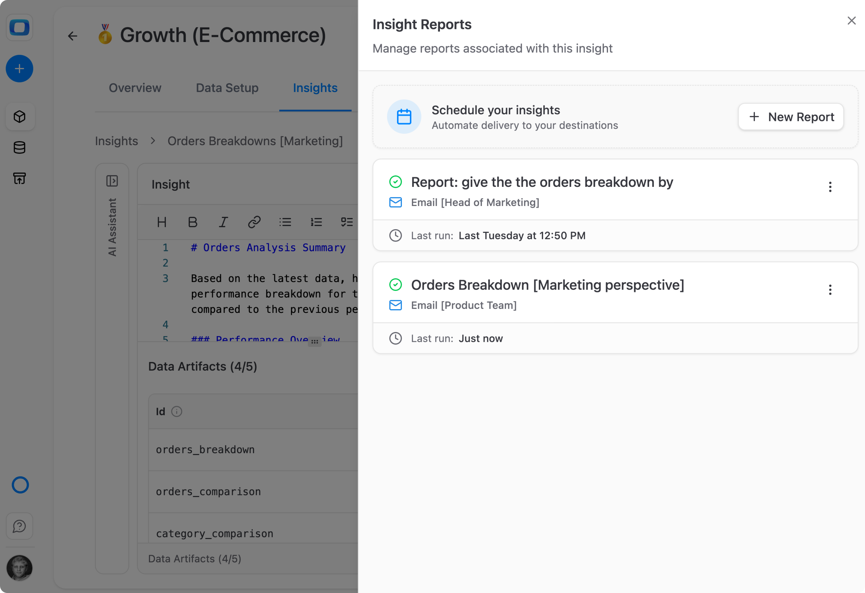 The numbers in your morning briefing come from SQL run against your warehouse, not an AI guessing. Read the analysis with full confidence — every figure is governed.