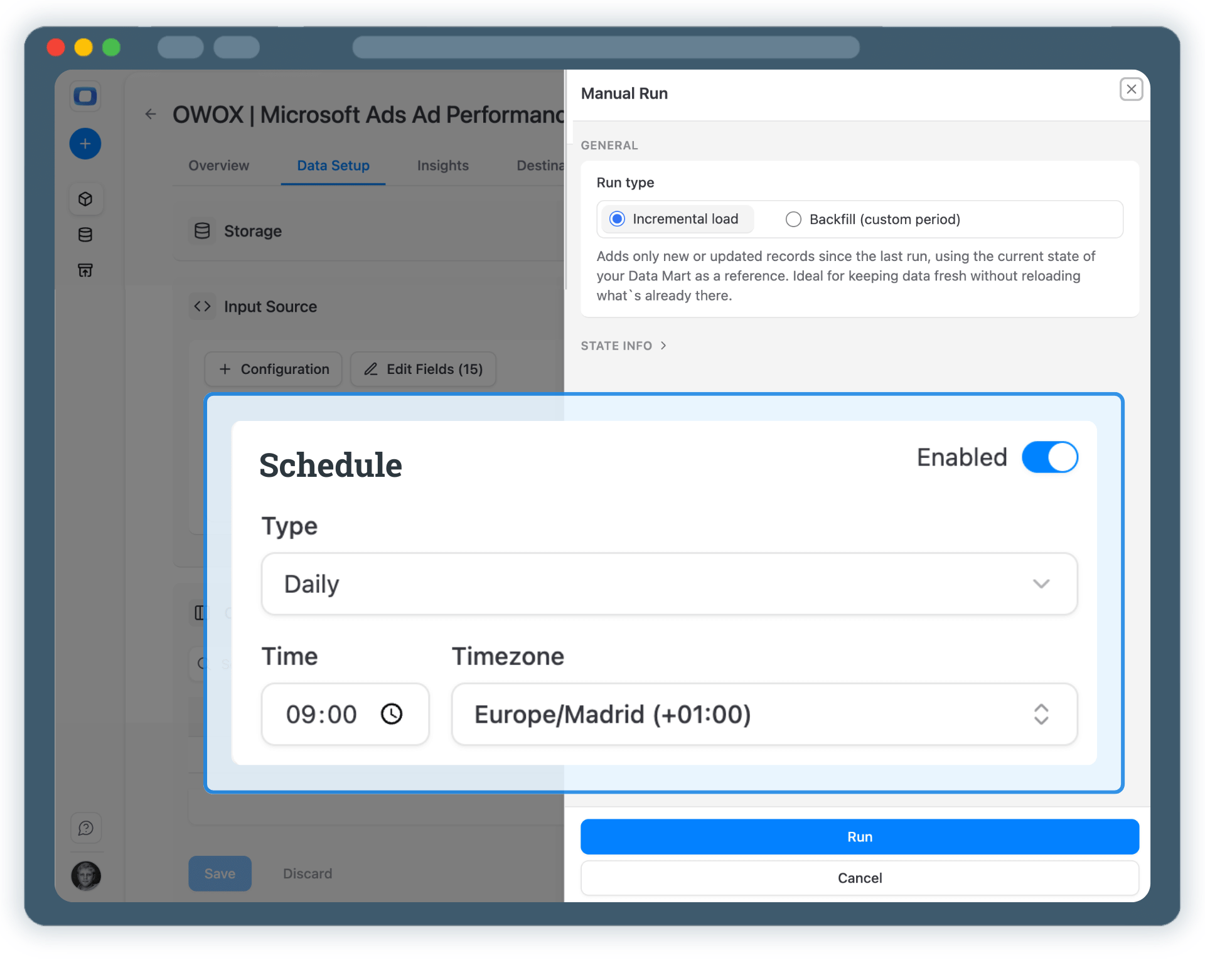 Step 4: Run & Schedule Microsoft Ads Data Collection