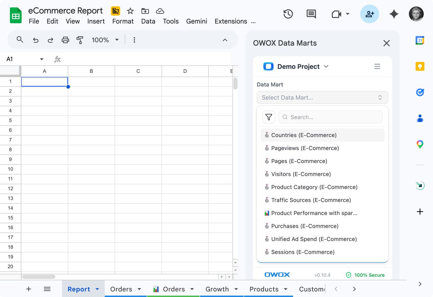 What does Google Sheets mean in OWOX Data Marts?