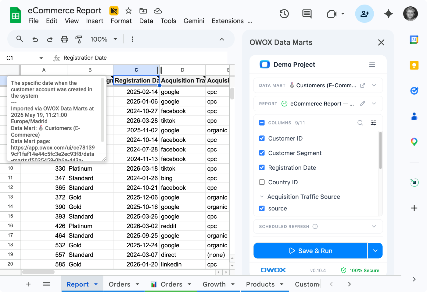 How teams use OWOX Data Marts with Google Sheets