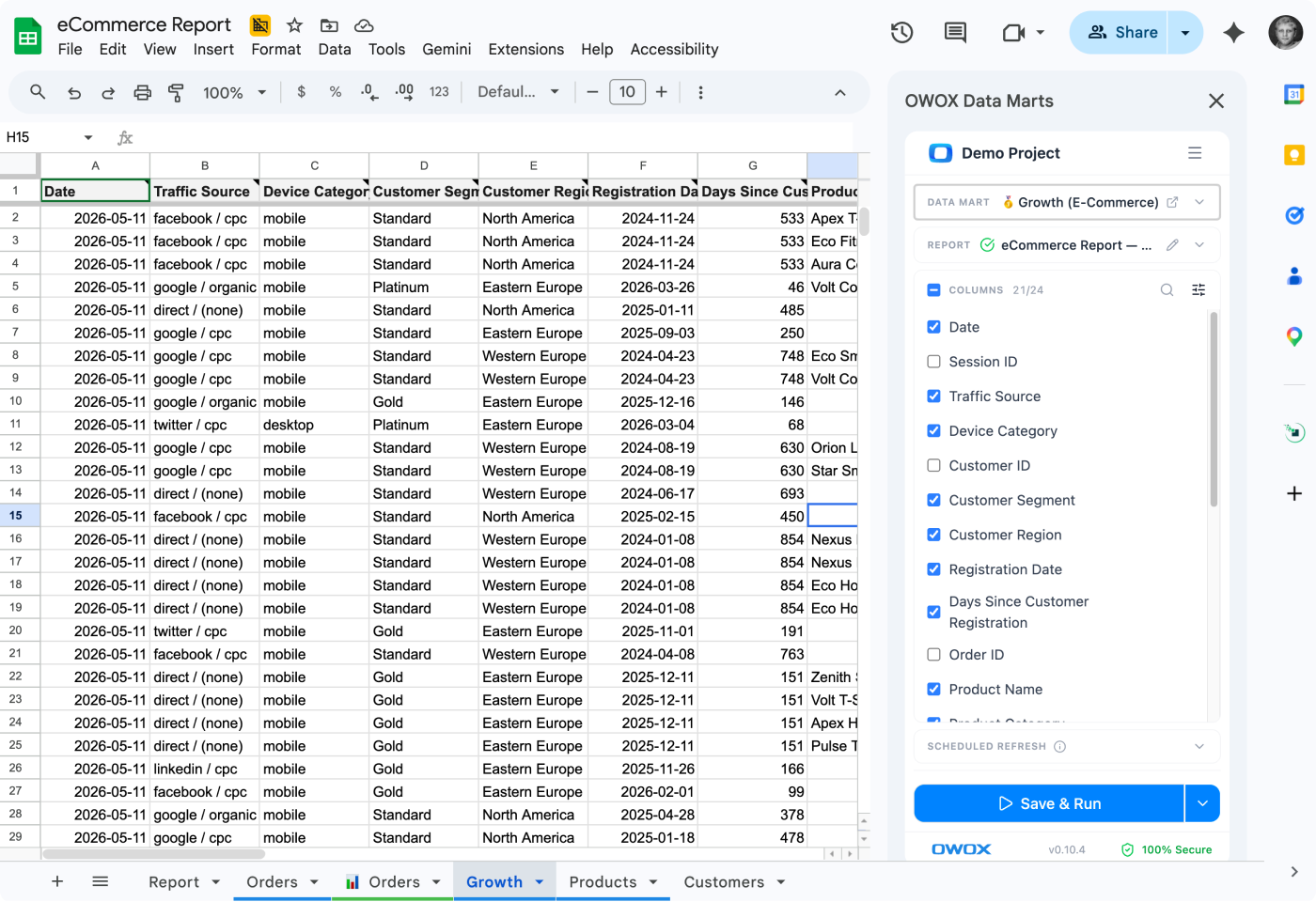 Trusted data from your data warehouse — delivered to Google Sheets on autopilot