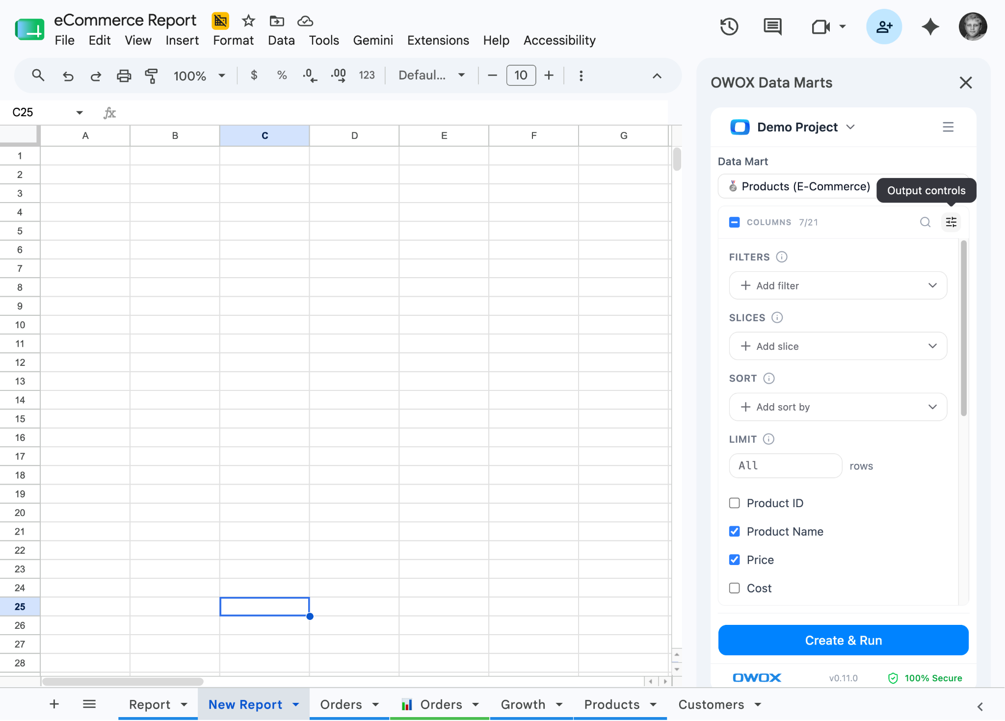 Apply filters, slices, sort – narrow down by date range, campaign name, region, or any other dimension