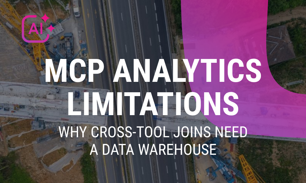 Every SaaS tool now ships an MCP server. But the moment you need cross-tool analytics, LLMs hallucinate joins. Here is the architecture that fixes it.