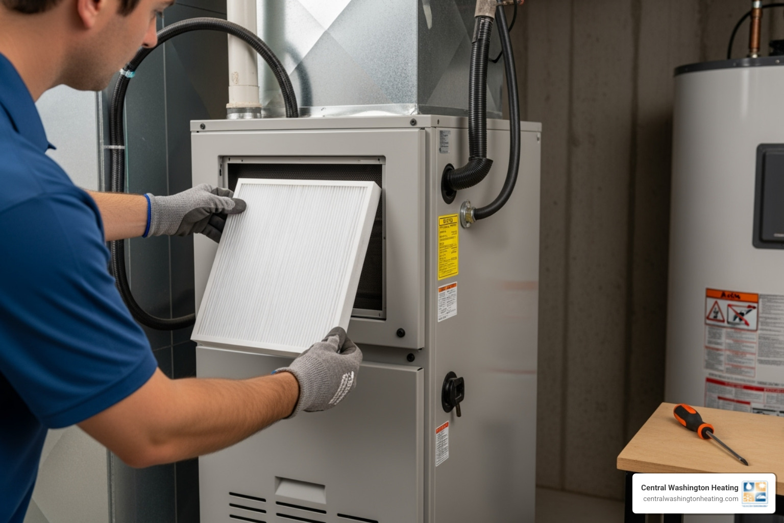 clean air filter being inserted into a furnace - AC unit troubleshooting