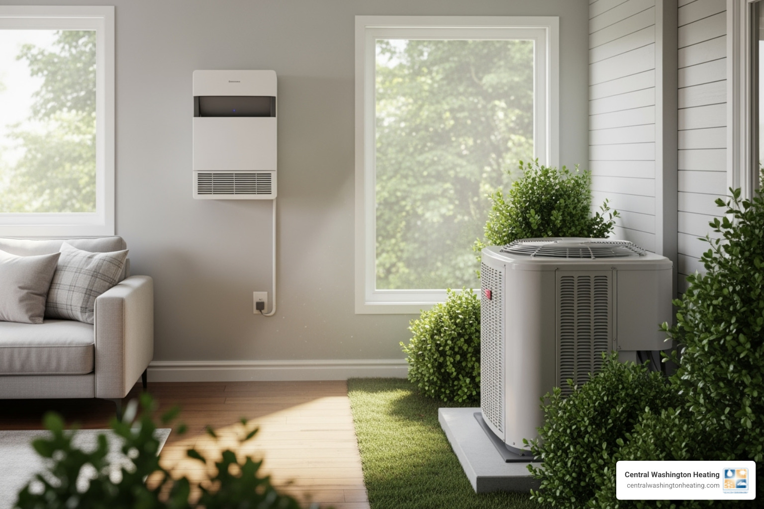 Ductless mini-split unit on a wall and a traditional outdoor central AC unit - AC unit brands Ductless mini-split unit on a wall and a traditional outdoor central AC unit - AC unit brands