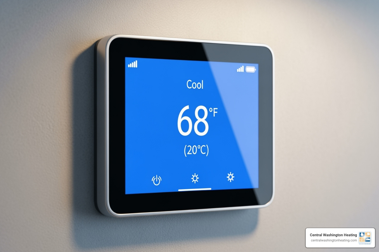 A modern smart thermostat displaying "Cool" mode with a low temperature setting - Heat pump not cooling