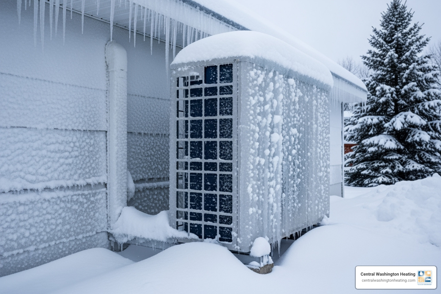 frozen heat pump unit covered in ice - Heat pump annual service frozen heat pump unit covered in ice - Heat pump annual service