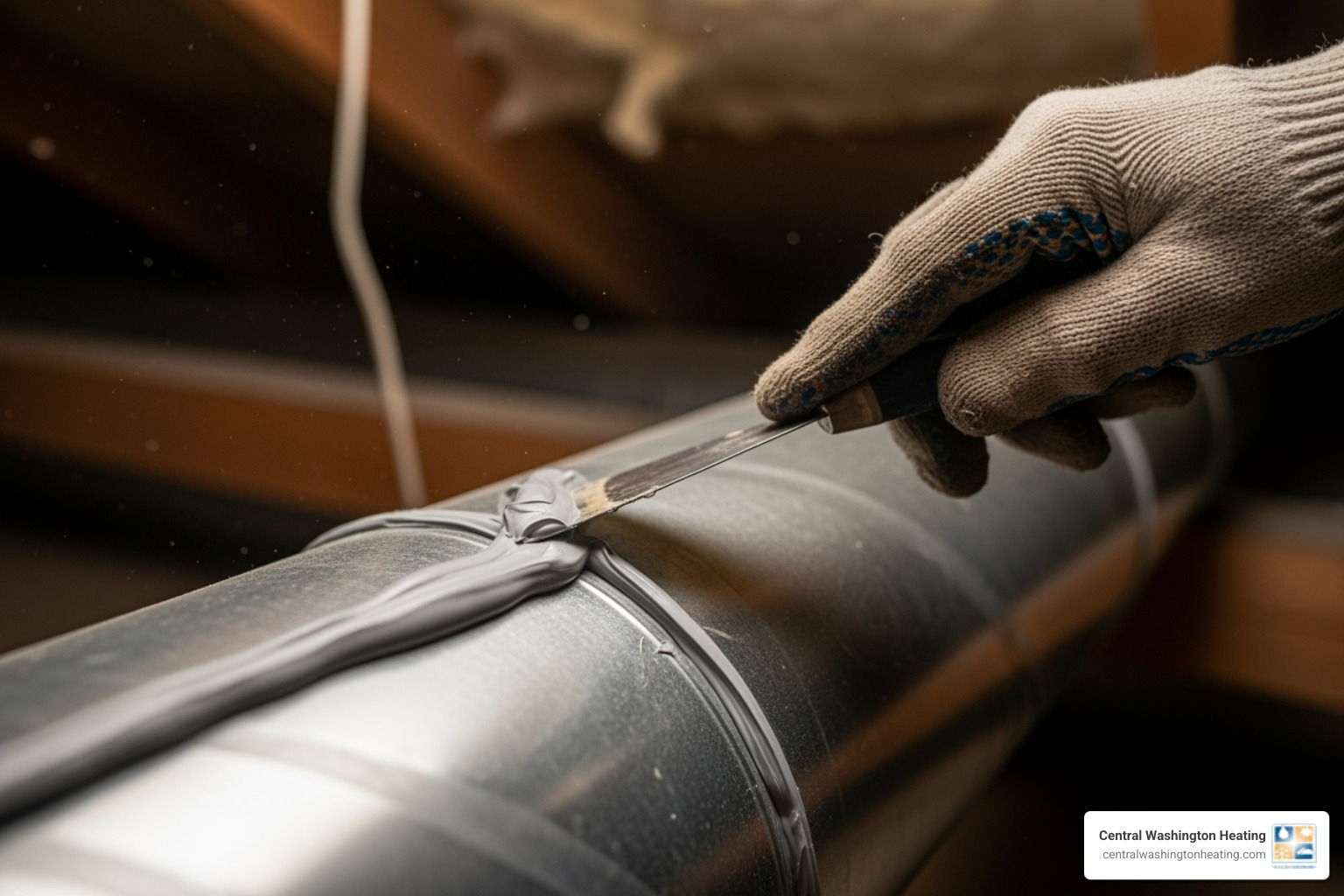 applying mastic sealant - Air duct sealing applying mastic sealant - Air duct sealing