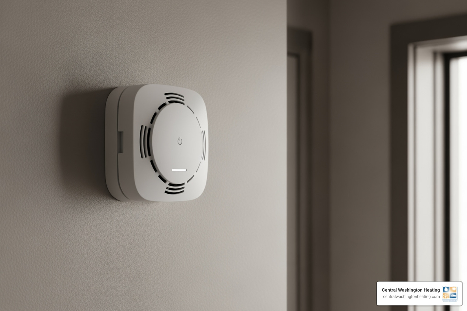 a modern carbon monoxide detector installed on a wall - Furnace carbon monoxide