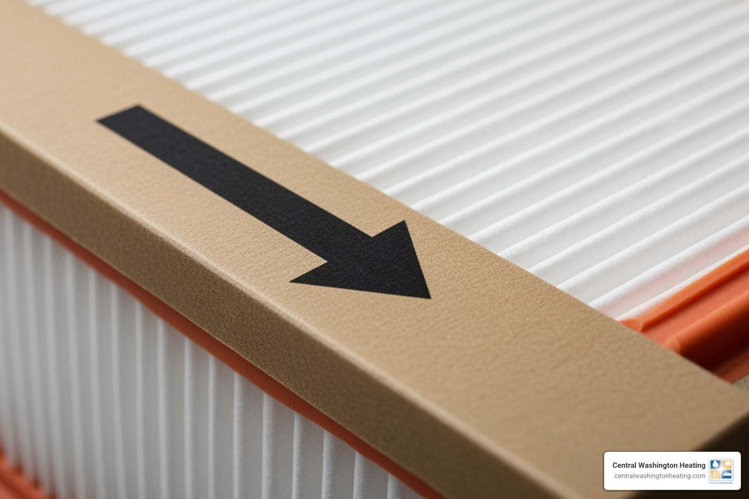 airflow arrow on the side of a new filter - AC filter change