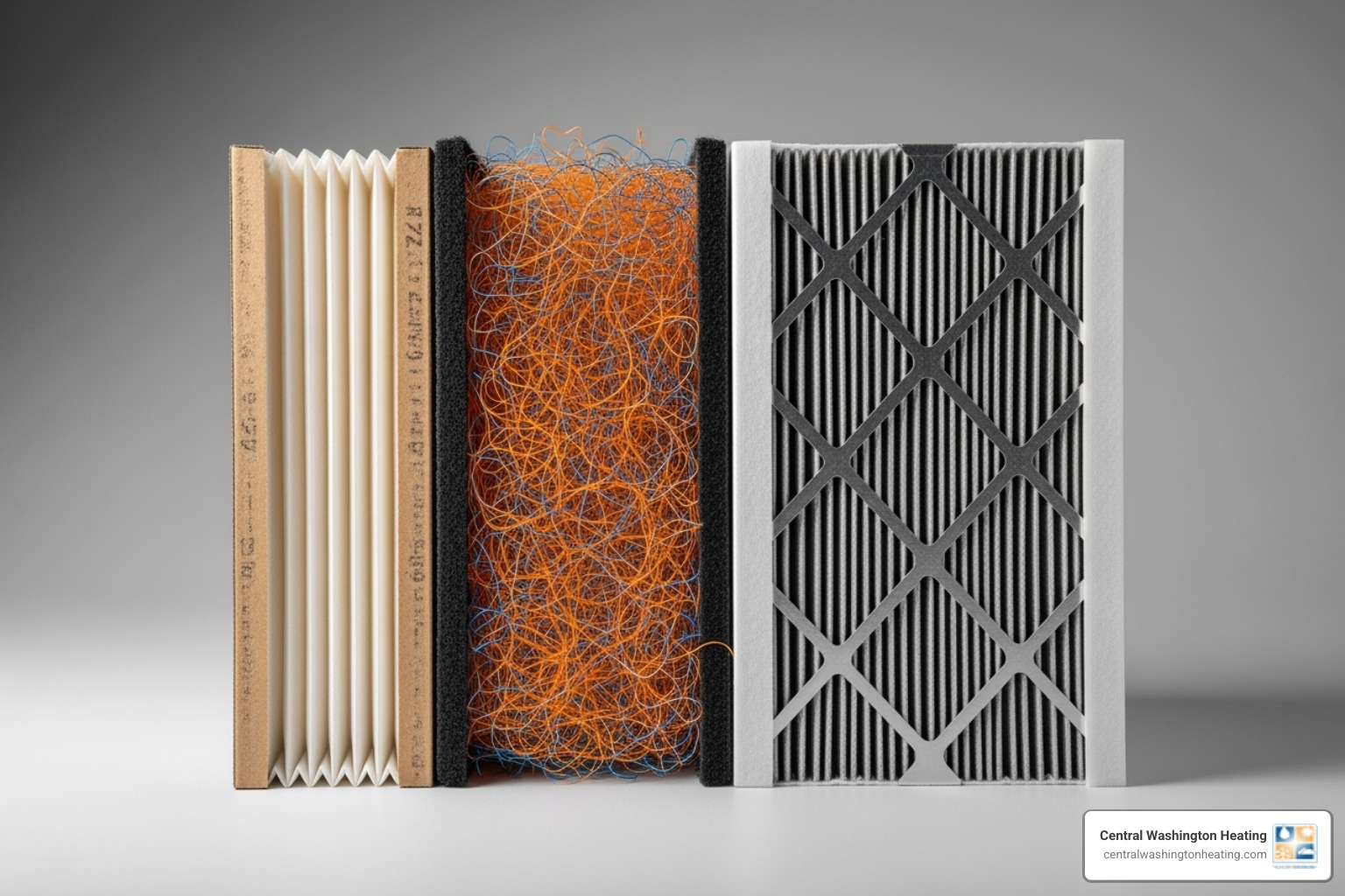 various types of air filters (pleated, fiberglass, HEPA) - AC filter change