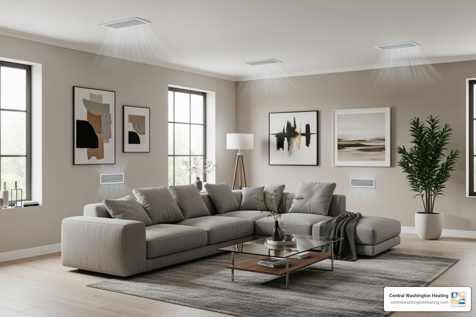 of a living room with clear, unobstructed air vents - AC freezing up