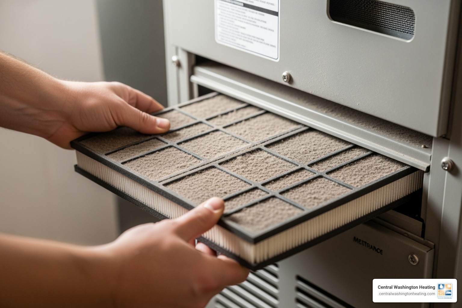 Person changing a furnace air filter - Furnace making loud noise