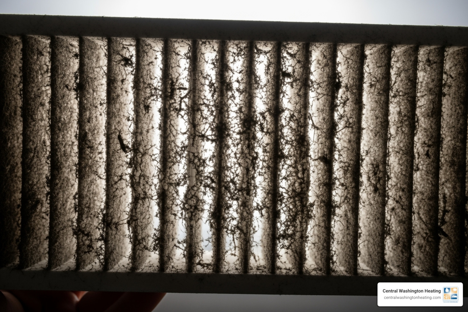 visibly dirty and clogged furnace filter - Furnace filter replacement