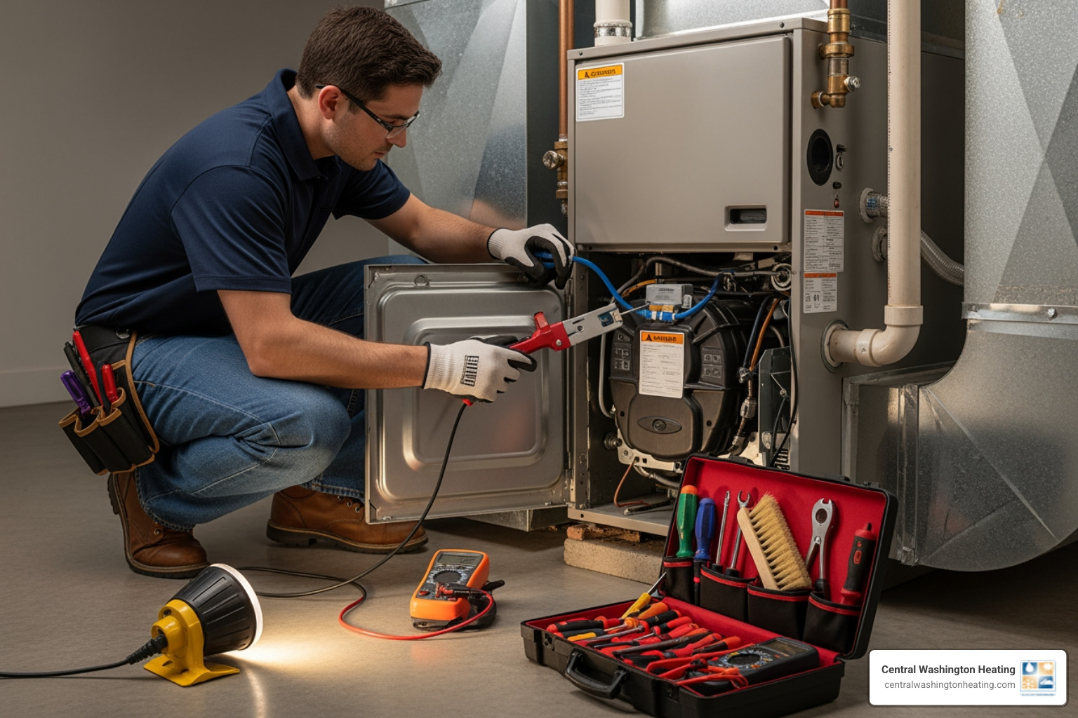technician performing a routine furnace tune-up - 24/7 furnace repair in ardenvoir, wa
