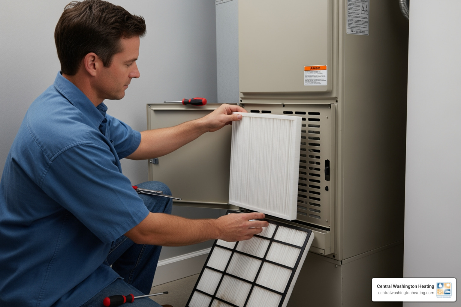 A homeowner checking their air filter - 24/7 heat pump repair in ardenvoir, wa A homeowner checking their air filter - 24/7 heat pump repair in ardenvoir, wa