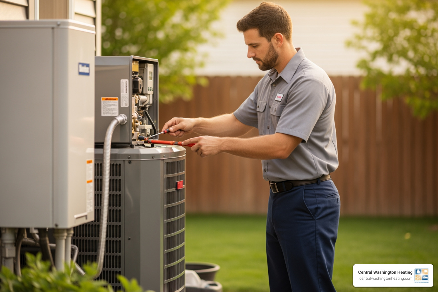 technician performing maintenance on a heat pump - new heat pump installation in manson, wa technician performing maintenance on a heat pump - new heat pump installation in manson, wa