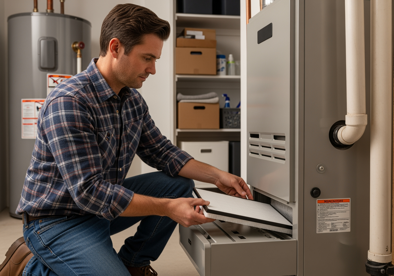 homeowner replacing a furnace filter - 24 hour furnace service in cashmere, wa homeowner replacing a furnace filter - 24 hour furnace service in cashmere, wa