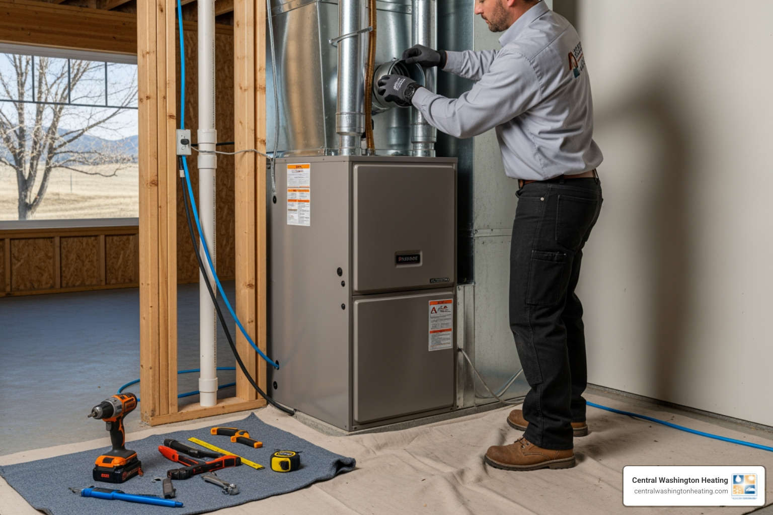 Infographic explaining the key benefits of a new high-efficiency furnace, such as energy savings and improved air quality - residential furnace installation in east wenatchee, wa