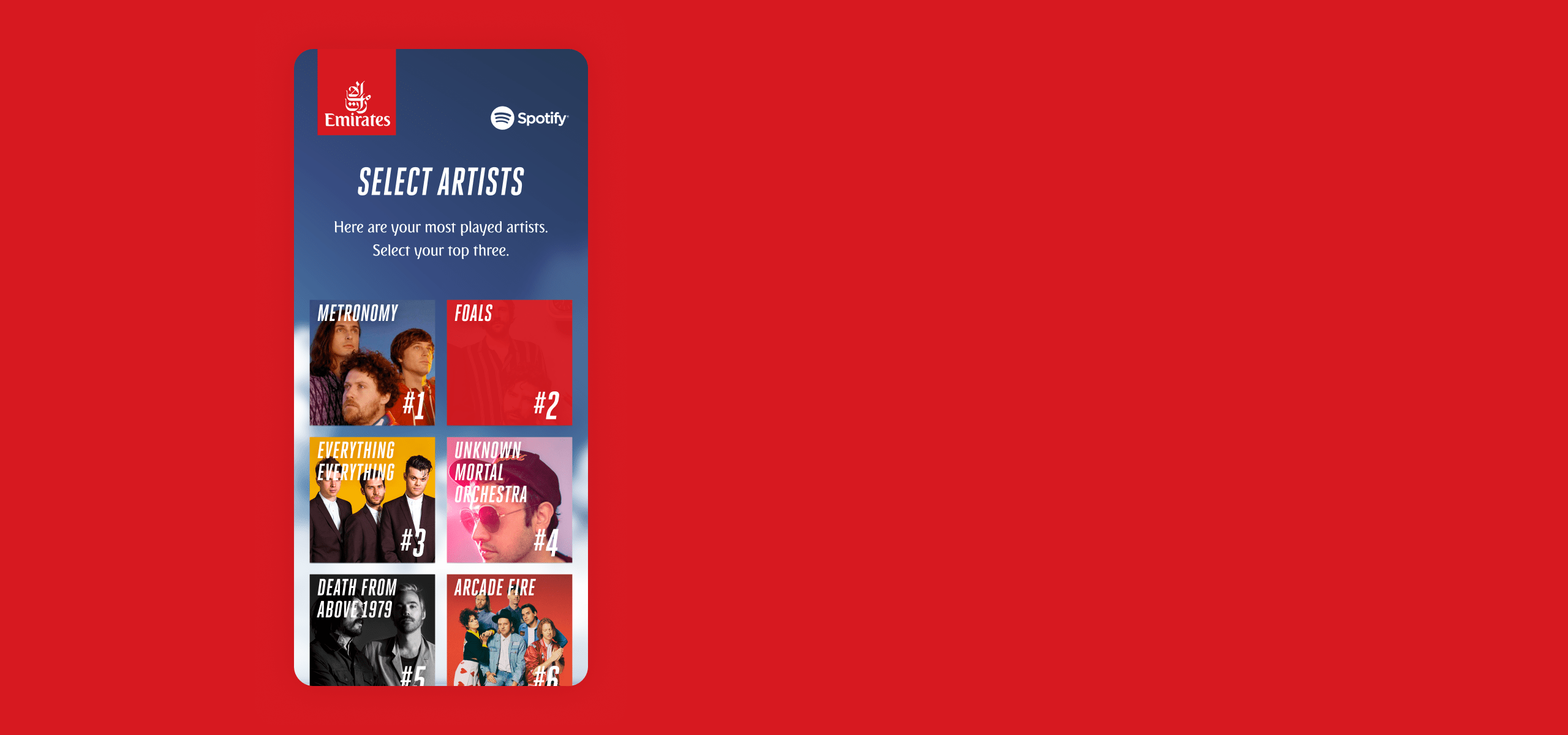 The mobile view of the genre select step.