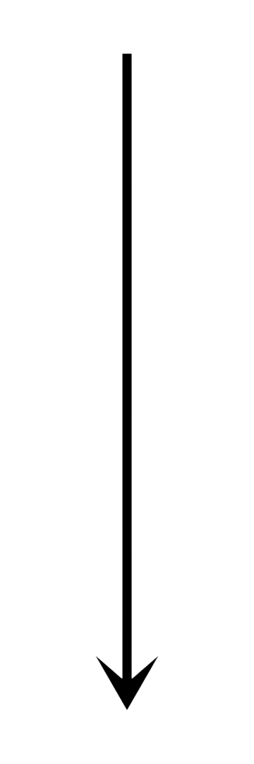 Thin white downward-pointing arrow on a black background.