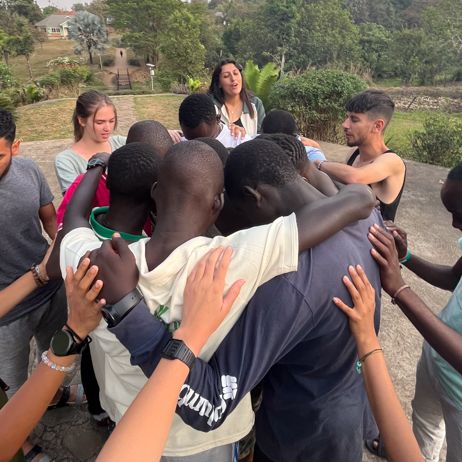 Our outreach team, commissioning the boys to lead the Bible study group