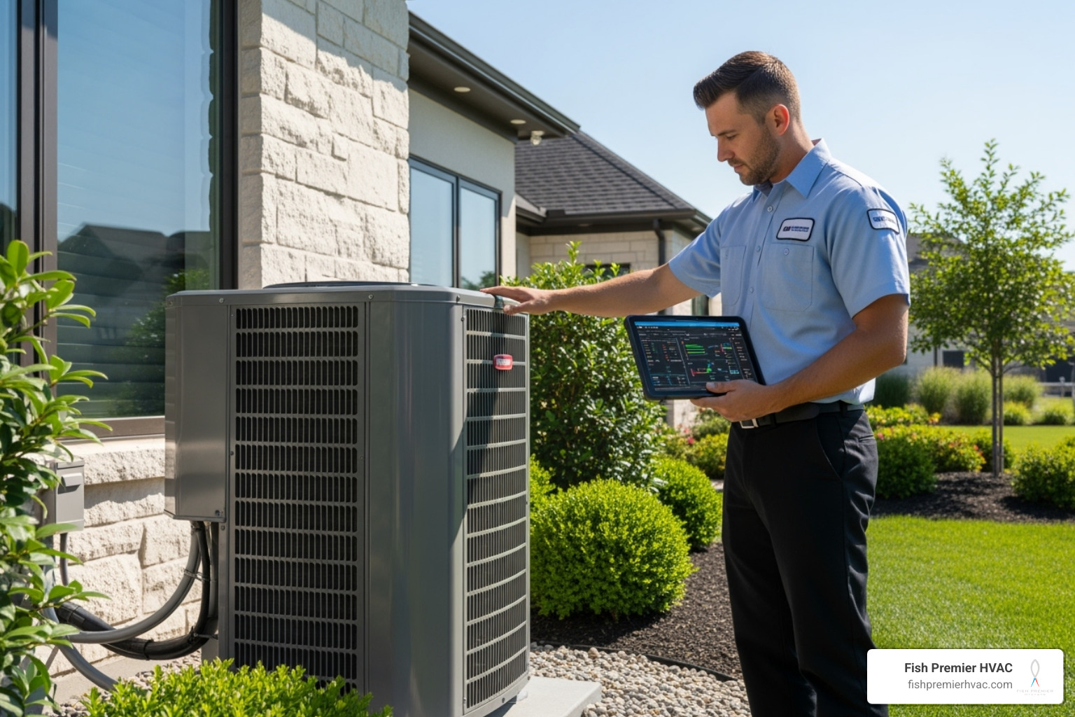 technician using an advanced diagnostic tool on an AC unit - luxury air conditioning repair southlake