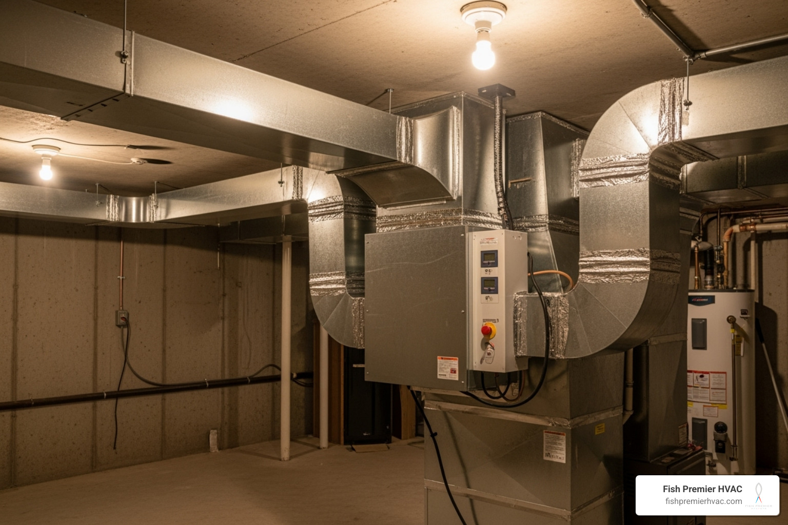 air scrubber unit installed seamlessly into an HVAC system's ductwork - best air scrubbers colleyville