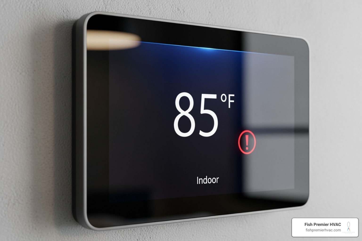 Thermostat displaying a high indoor temperature with an error message - emergency hvac repair dallas