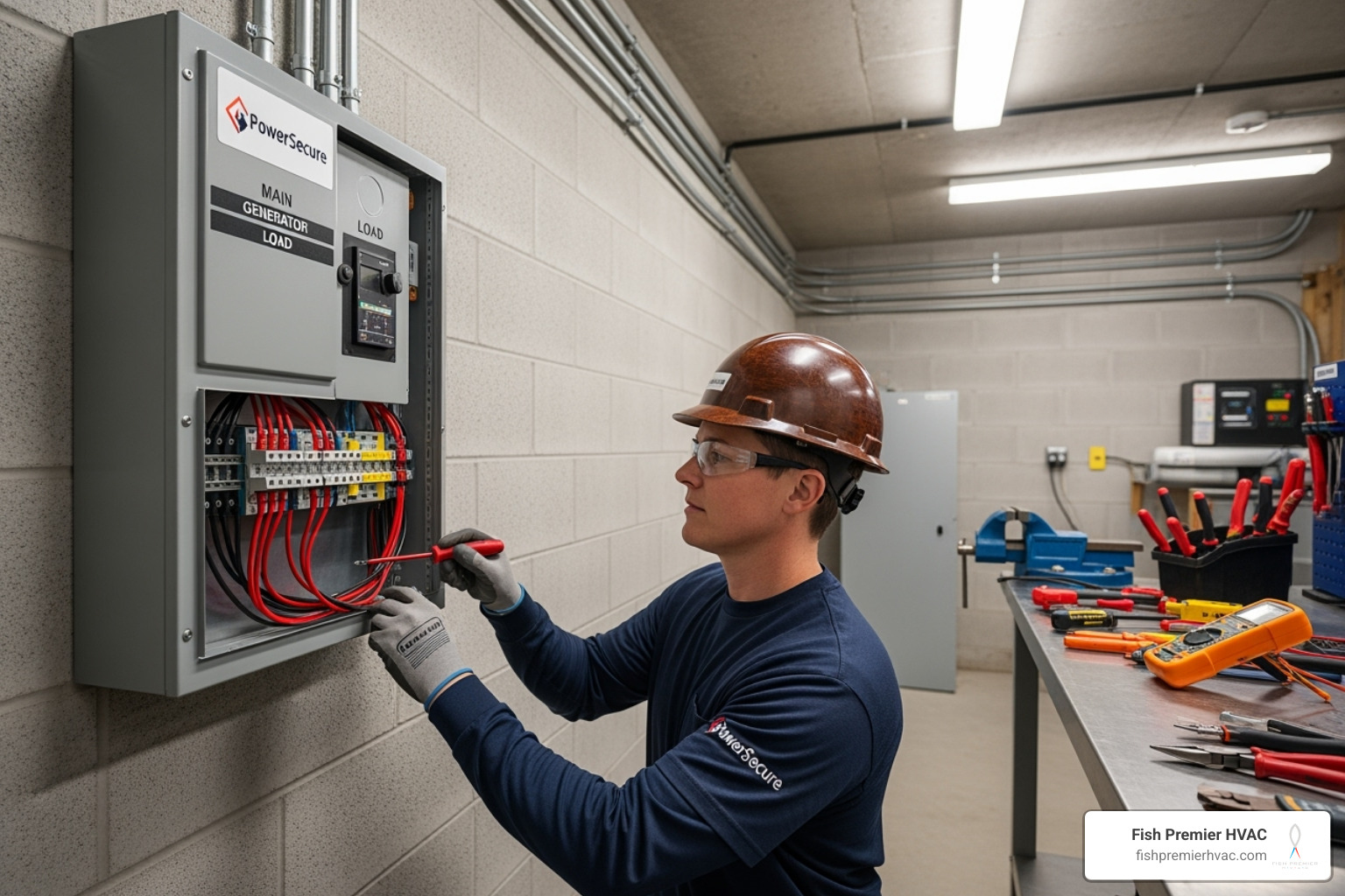 A certified technician installing an Automatic Transfer Switch (ATS) in a clean, organized utility space - generator installation dallas-fort worth A certified technician installing an Automatic Transfer Switch (ATS) in a clean, organized utility space - generator installation dallas-fort worth