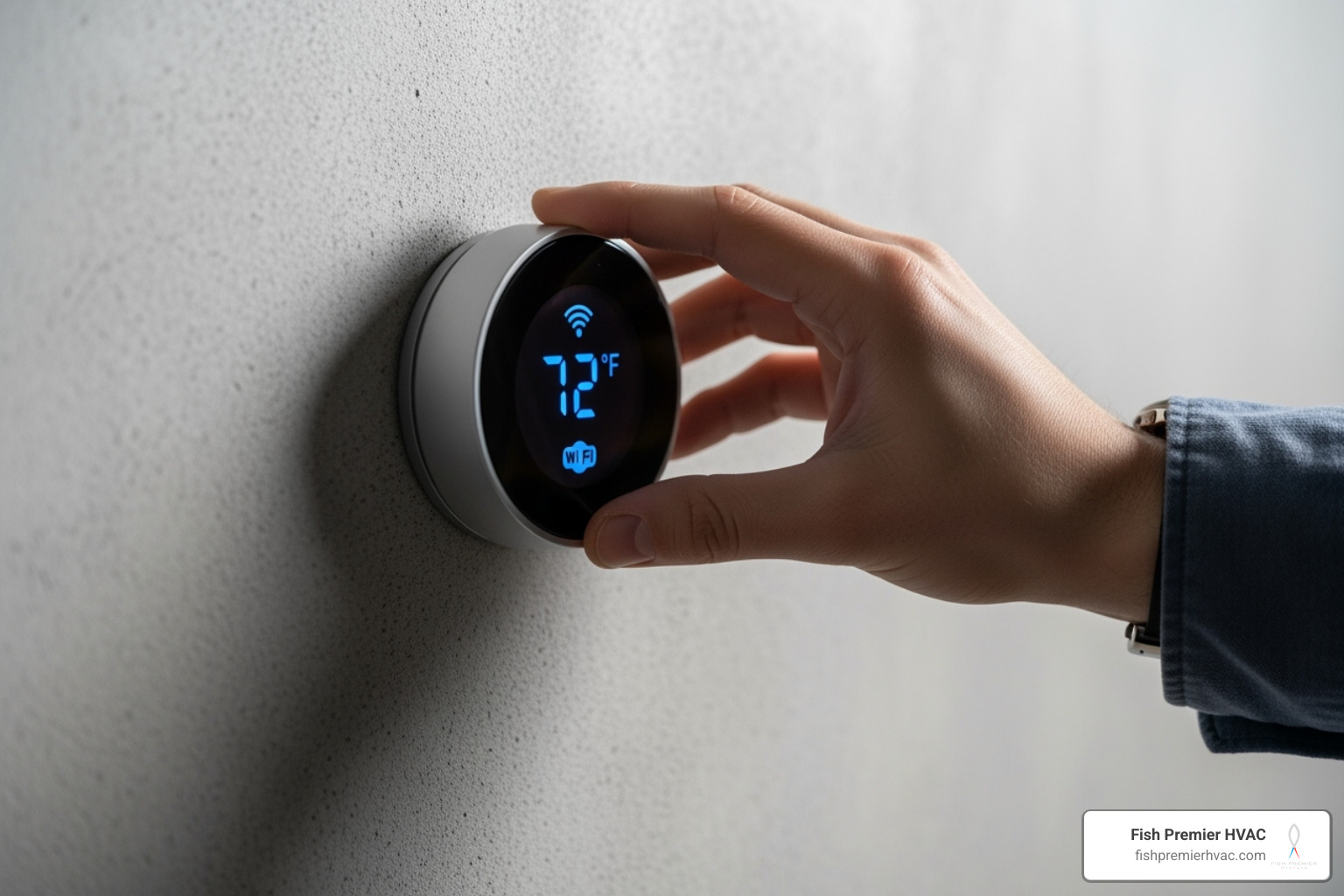 person adjusting modern smart thermostat - hvac savings trophy club person adjusting modern smart thermostat - hvac savings trophy club