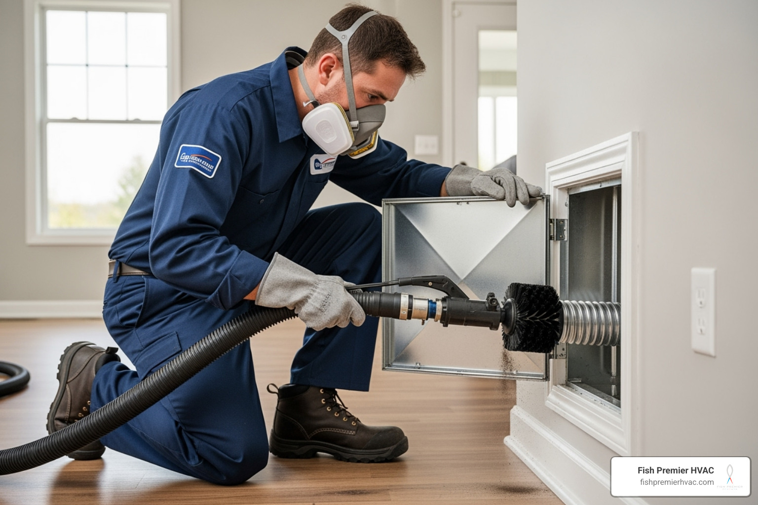 Image of a technician using professional air duct cleaning equipment - air duct cleaning colleyville