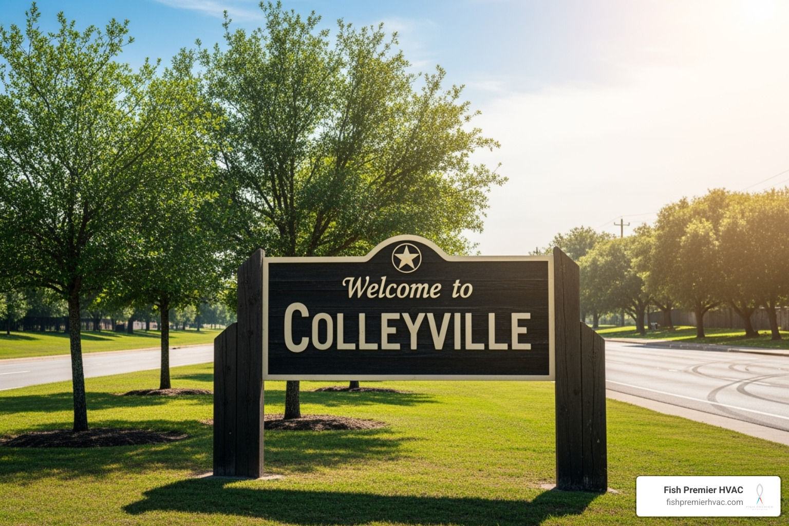 Colleyville city sign with a sunny but slightly hazy sky - air quality testing colleyville Colleyville city sign with a sunny but slightly hazy sky - air quality testing colleyville