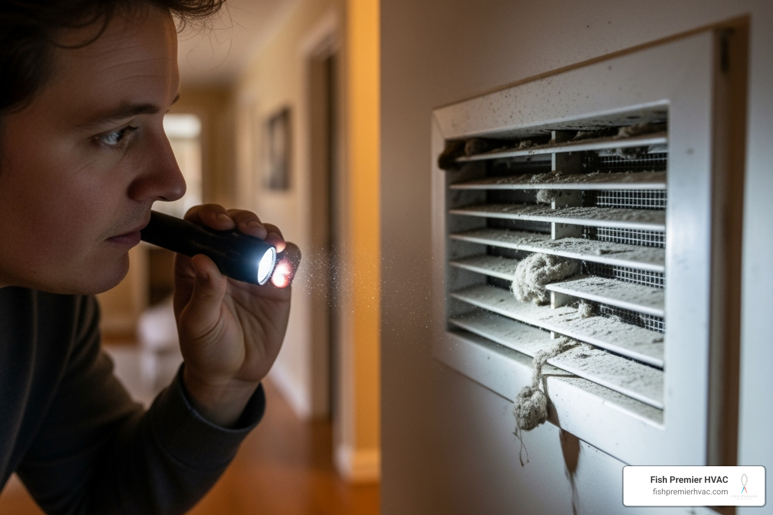 person looking closely at a dusty air vent - air quality testing colleyville person looking closely at a dusty air vent - air quality testing colleyville