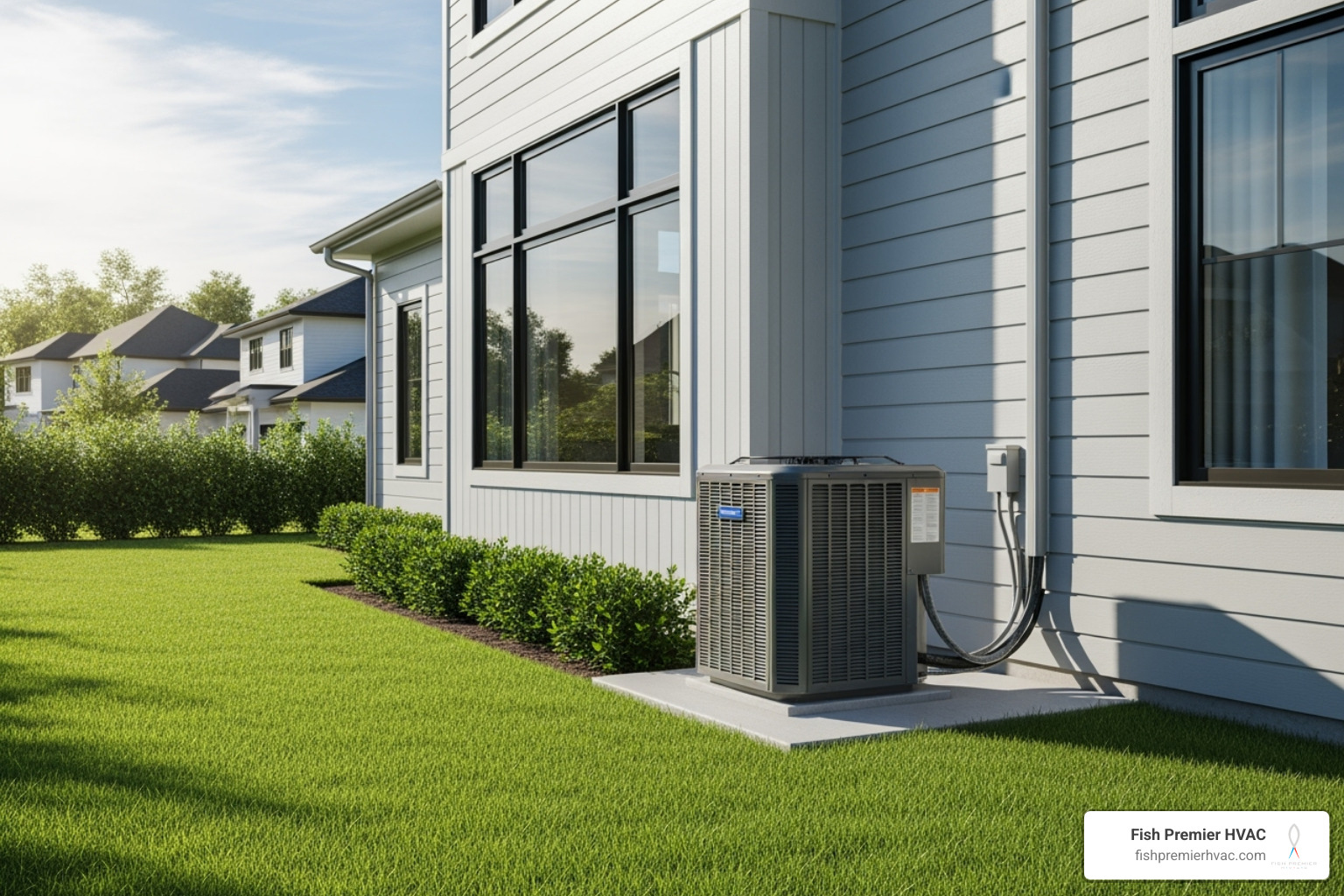 sleek modern outdoor air conditioning unit next to a well-kept home - complete home comfort southlake sleek modern outdoor air conditioning unit next to a well-kept home - complete home comfort southlake