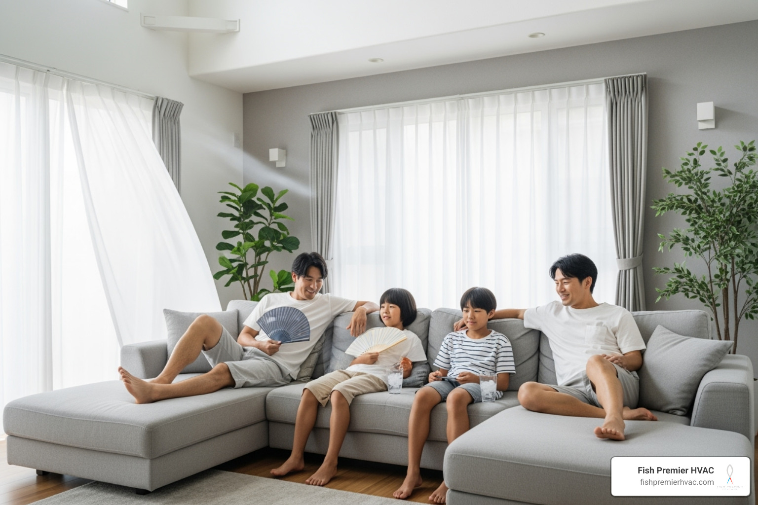 family relaxing comfortably on a couch in a cool home - premium ac maintenance colleyville family relaxing comfortably on a couch in a cool home - premium ac maintenance colleyville