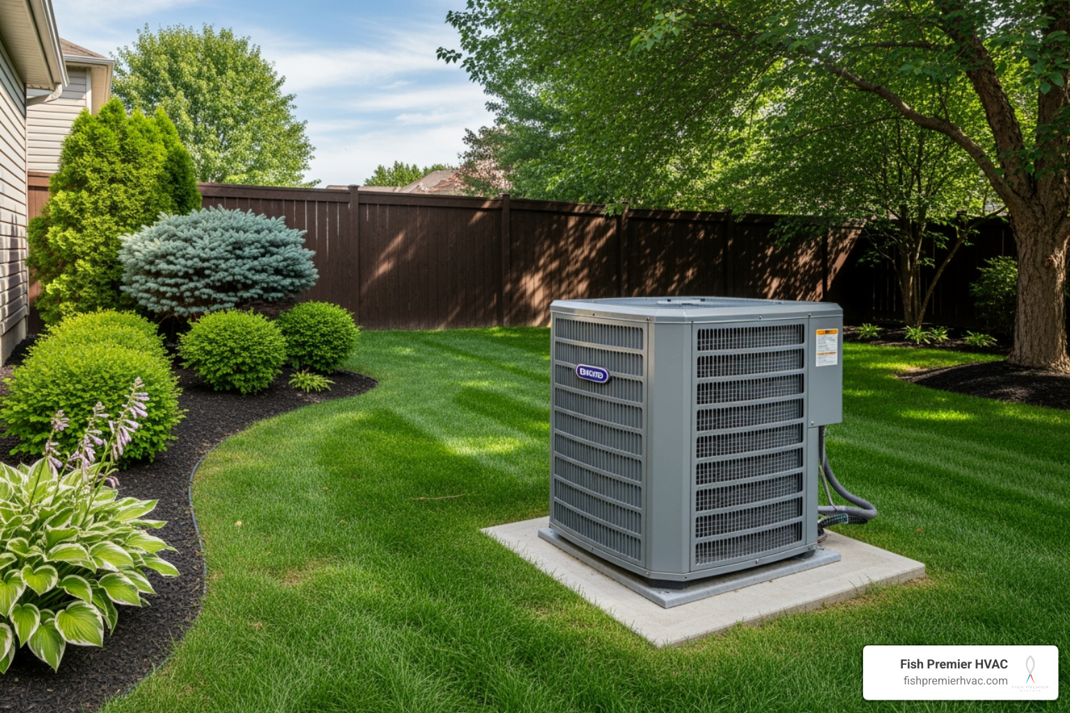 clean outdoor AC unit in a well-maintained yard - emergency hvac repair fort worth clean outdoor AC unit in a well-maintained yard - emergency hvac repair fort worth