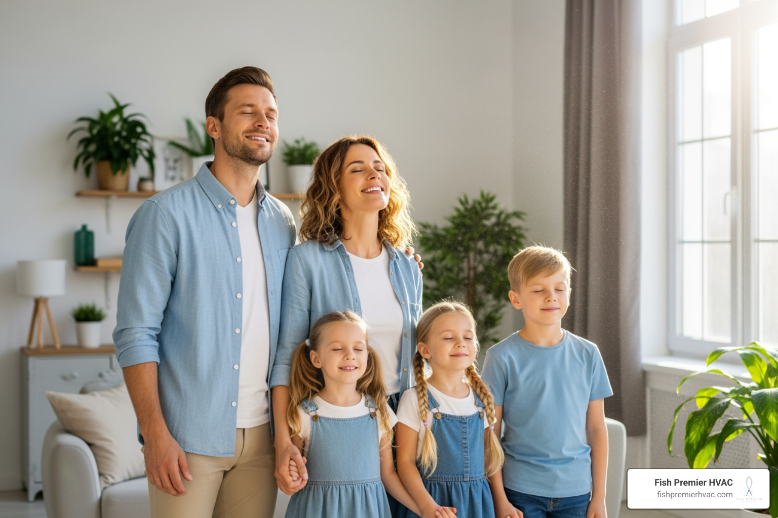 family breathing clean air in home - integrated smart hvac keller family breathing clean air in home - integrated smart hvac keller