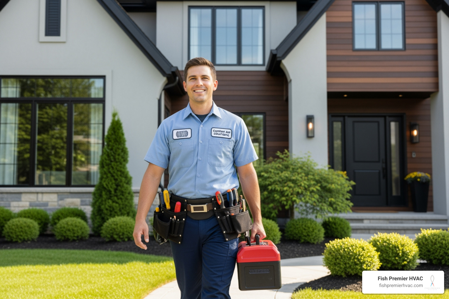 professional HVAC technician arriving at home - coleman hvac westlake professional HVAC technician arriving at home - coleman hvac westlake