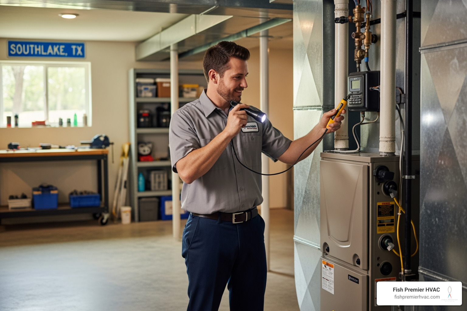 infographic showing five warning signs your furnace needs immediate repair: unusual noises like banging or squealing, inconsistent room temperatures, rising energy bills without increased usage, frequent on-off cycling, and strange odors or visible pilot light problems - best furnace repair in southlake, tx