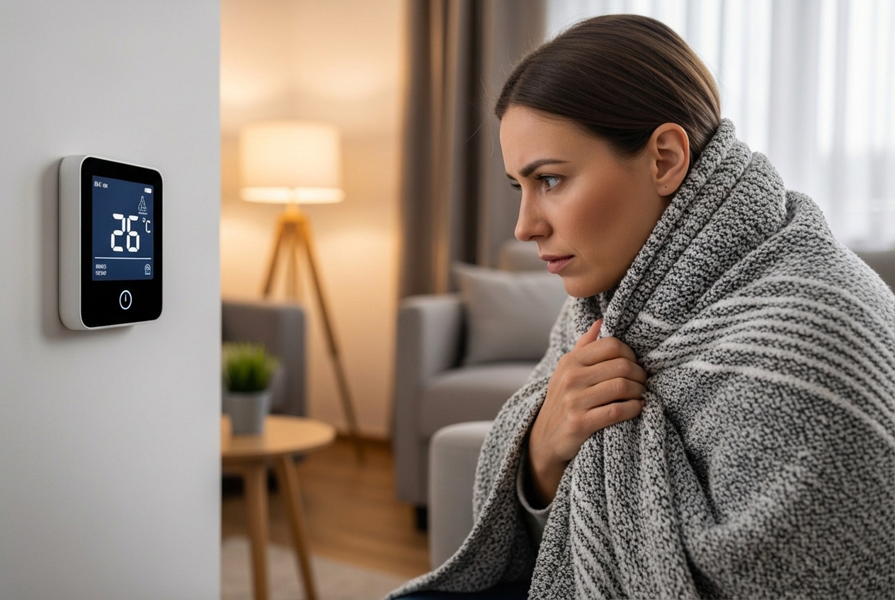 Infographic showing the top 5 signs your heater needs immediate repair: unusual grinding or squealing noises, cold spots throughout your home, weak airflow from vents, frequent on-off cycling, and unexplained spikes in energy bills - heating repair in keller tx