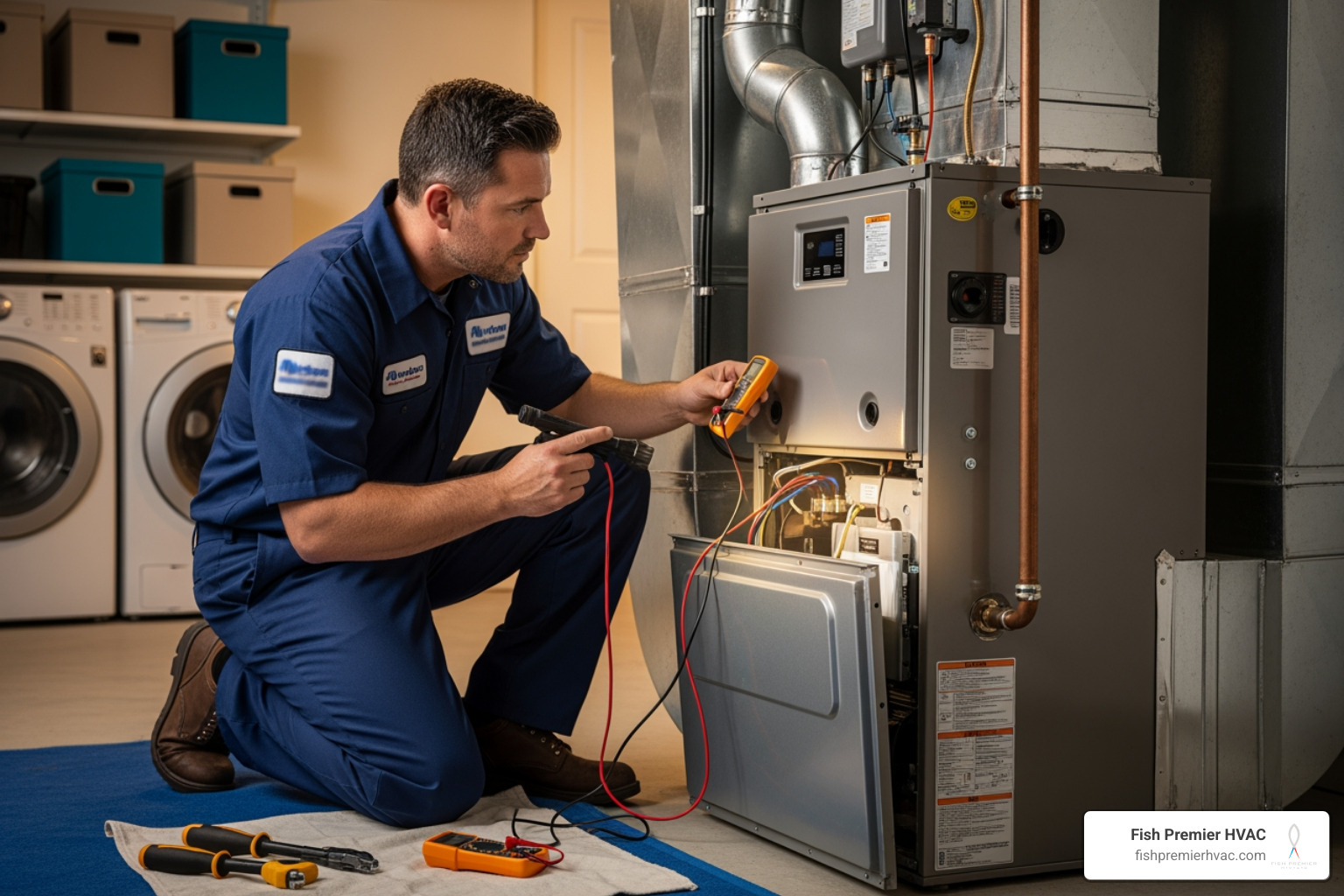 Infographic showing the top 7 warning signs your heating system needs professional repair: unusual noises from the unit, rooms with uneven temperatures or cold spots, utility bills increasing without explanation, declining indoor air quality with more dust or odors, the system cycling on and off too frequently, complete failure to start or respond to thermostat commands, and visible issues like water leaks, rust, or a yellow pilot light on gas furnaces - best heating repair in keller, tx