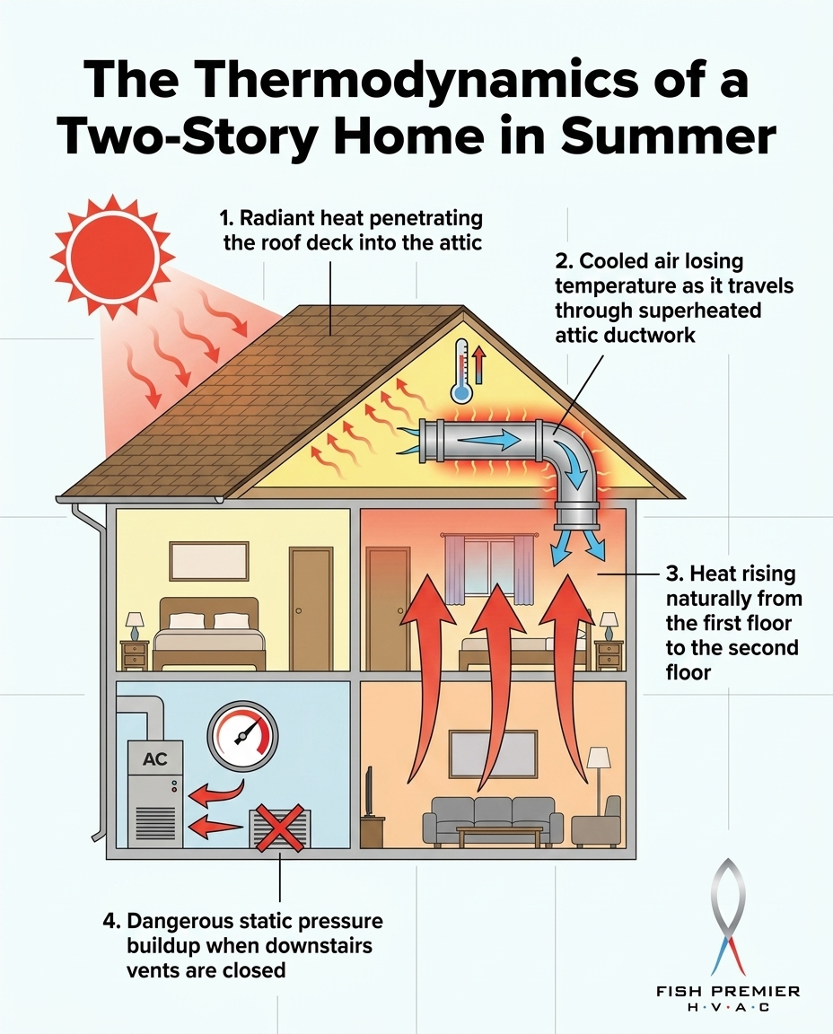 The Thermodynamics of a Two-Story Home in Summer