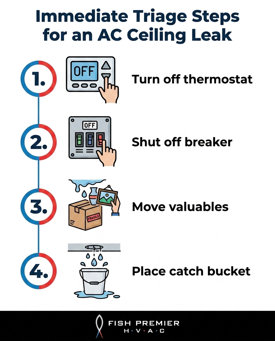 Immediate Triage Steps for an AC Ceiling Leak
