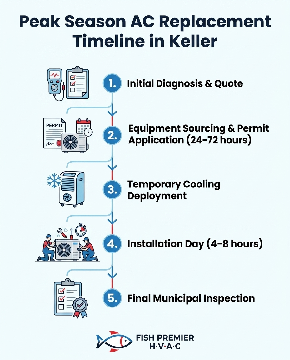 Peak Season AC Replacement Timeline in Keller