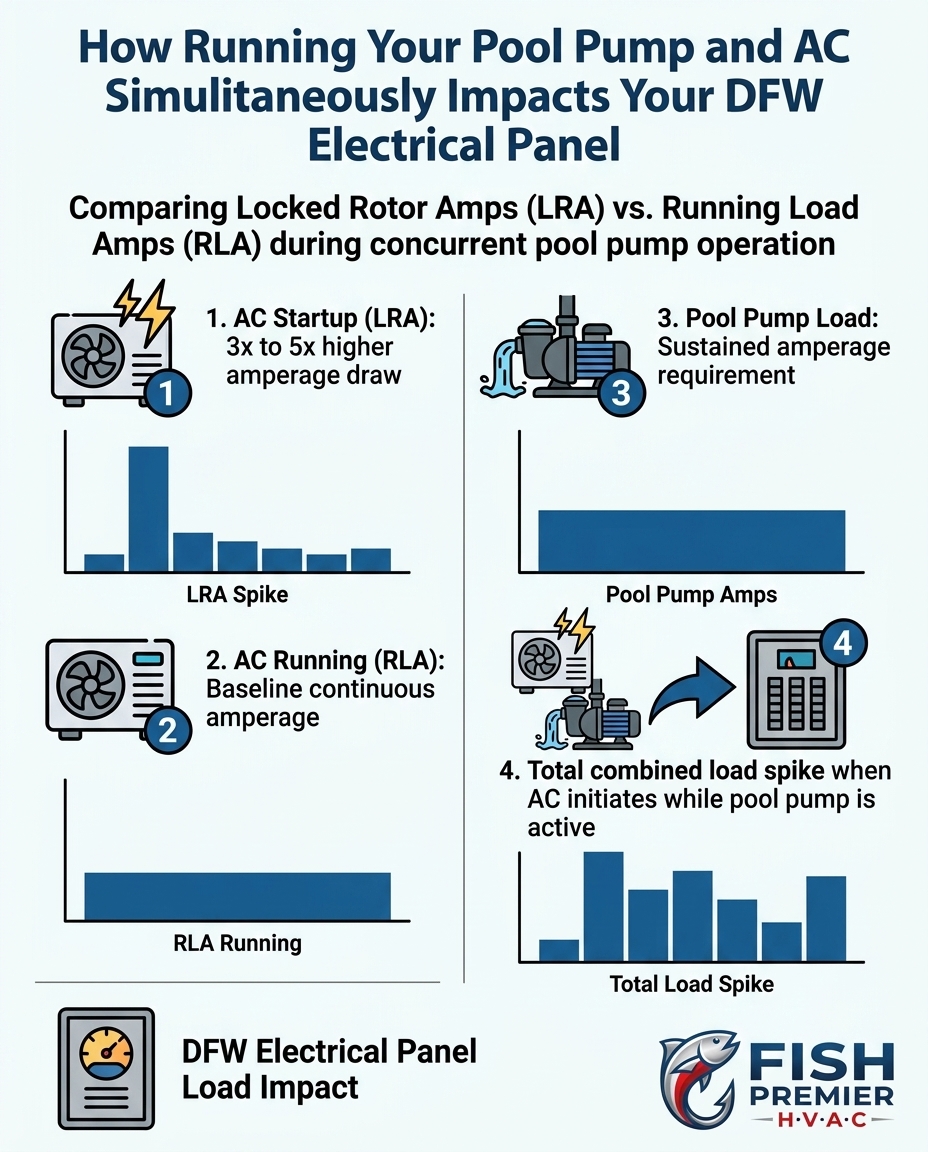 Comparing Locked Rotor Amps (LRA) vs. Running Load Amps (RLA) during concurrent pool pump operation