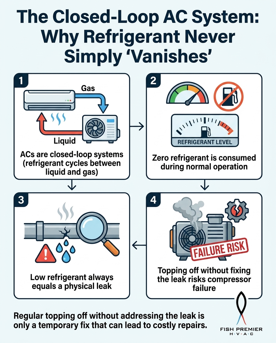 The Closed-Loop AC System: Why Refrigerant Never Simply 'Vanishes'