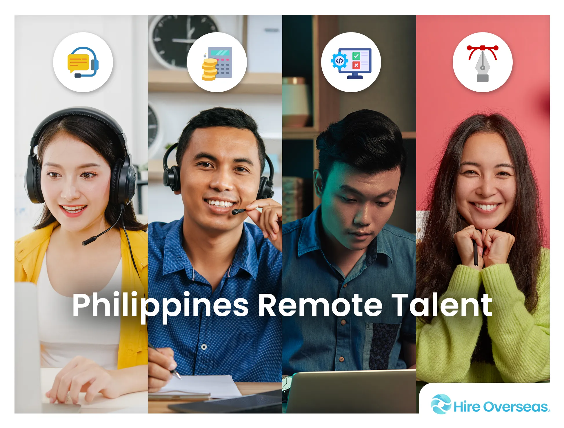Visual icons representing the different remote roles Filipino professionals excel in
